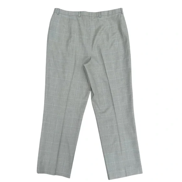 Escada Womens Wool Pants Sz 14 Pleated Tapered Leg Plaid Print Preppy Academia